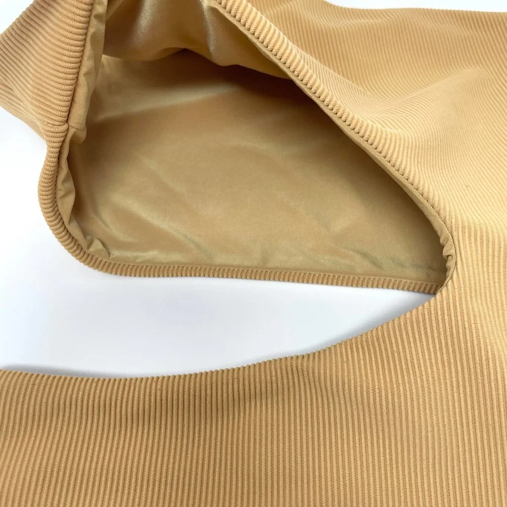 Beach Riot Celine Ribbed One Piece Bathing Suit In Golden Sands Small New - Picture 10 of 11